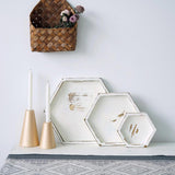 Maxbell Wooden Food Serving Tray Hexagon Wood Fruit Breakfast Cake Dish Plate L - Aladdin Shoppers