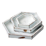 Maxbell Wooden Food Serving Tray Hexagon Wood Fruit Breakfast Cake Dish Plate M - Aladdin Shoppers