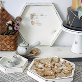 Maxbell Wooden Food Serving Tray Hexagon Wood Fruit Breakfast Cake Dish Plate M - Aladdin Shoppers