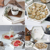 Maxbell Wooden Food Serving Tray Hexagon Wood Fruit Breakfast Cake Dish Plate S - Aladdin Shoppers