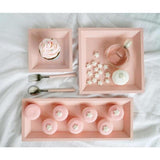 Maxbell Wooden Fruit Storage Tray Dish Plate Dessert Snack Bowl Pink Square(small) - Aladdin Shoppers