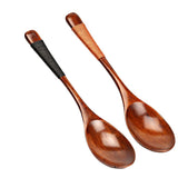 Maxbell Wooden Spoons Long Handled Kids Rice Soup Dessert Tea Spoon Brown Kinking - Aladdin Shoppers