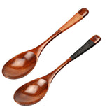 Maxbell Wooden Spoons Long Handled Kids Rice Soup Dessert Tea Spoon Brown Kinking - Aladdin Shoppers