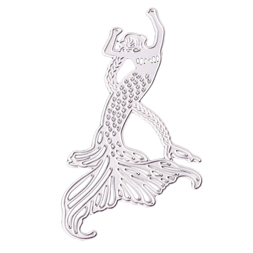Mermaid Metal Cutting Dies Stencil for DIY Scrapbooking Photo Album Decoration Embossing Paper Cards Decorative Crafts Mermaid Die Cuts Handmade Gifts, 6.6x14.9cm - Aladdin Shoppers
