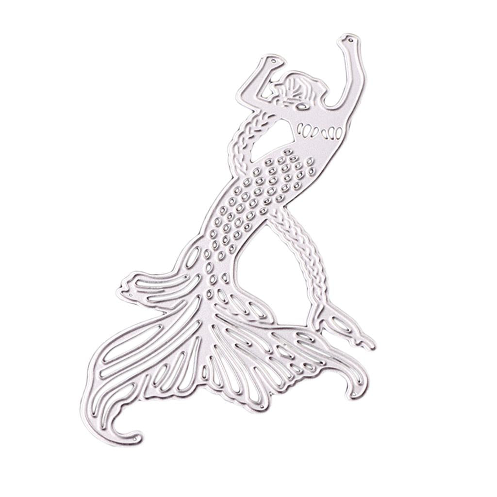 Mermaid Metal Cutting Dies Stencil for DIY Scrapbooking Photo Album Decoration Embossing Paper Cards Decorative Crafts Mermaid Die Cuts Handmade Gifts, 6.6x14.9cm - Aladdin Shoppers