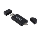 Micro USB OTG to USB 2.0 Adapter SD/Micro SD Card Reader with standard USB Male (Black) - Aladdin Shoppers