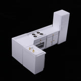 Miniature Kitchen White Wooden Cabinet Set Kit and Fridge 1:12 Dollhouse Furniture - Aladdin Shoppers