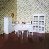 Miniature Kitchen White Wooden Cabinet Set Kit and Fridge 1:12 Dollhouse Furniture - Aladdin Shoppers