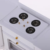 Miniature Kitchen White Wooden Cabinet Set Kit and Fridge 1:12 Dollhouse Furniture - Aladdin Shoppers