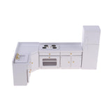 Miniature Kitchen White Wooden Cabinet Set Kit and Fridge 1:12 Dollhouse Furniture - Aladdin Shoppers