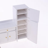Miniature Kitchen White Wooden Cabinet Set Kit and Fridge 1:12 Dollhouse Furniture - Aladdin Shoppers