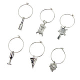 Pack of 6 Alloy Wine Charms Pendant Glasses Ring Wedding Party Table Centerpieces - Aladdin Shoppers