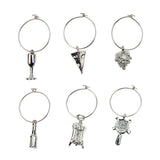 Pack of 6 Alloy Wine Charms Pendant Glasses Ring Wedding Party Table Centerpieces - Aladdin Shoppers