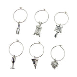 Pack of 6 Alloy Wine Charms Pendant Glasses Ring Wedding Party Table Centerpieces - Aladdin Shoppers