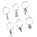 Pack of 6 Alloy Wine Charms Pendant Glasses Ring Wedding Party Table Centerpieces - Aladdin Shoppers