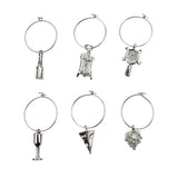 Pack of 6 Alloy Wine Charms Pendant Glasses Ring Wedding Party Table Centerpieces - Aladdin Shoppers
