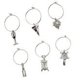 Pack of 6 Alloy Wine Charms Pendant Glasses Ring Wedding Party Table Centerpieces - Aladdin Shoppers