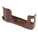 PU Leather Camera Half Case Bag Cover Protector for Fujifilm Fuji X100F Bottom Opening Version Coffee - Aladdin Shoppers