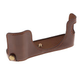 PU Leather Camera Half Case Bag Cover Protector for Fujifilm Fuji X100F Bottom Opening Version Coffee - Aladdin Shoppers