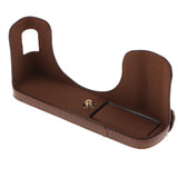 PU Leather Camera Half Case Bag Cover Protector for Fujifilm Fuji X100F Bottom Opening Version Coffee - Aladdin Shoppers
