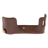 PU Leather Camera Half Case Bag Cover Protector for Fujifilm Fuji X100F Bottom Opening Version Coffee - Aladdin Shoppers