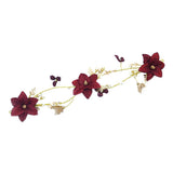 Red Rose Flower Crystal Pearl Headband Bridal Hair Jewelry Accessory For Wedding Party - Aladdin Shoppers