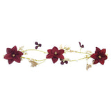 Red Rose Flower Crystal Pearl Headband Bridal Hair Jewelry Accessory For Wedding Party - Aladdin Shoppers