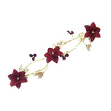 Red Rose Flower Crystal Pearl Headband Bridal Hair Jewelry Accessory For Wedding Party - Aladdin Shoppers