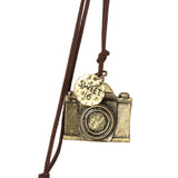 Maxbell Retro Mens Womens Charm Camera Pendant Long Velvet Cord Necklace Jewelry