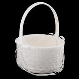 Romantic Crystal Bowknot Satin Lace Floral Wedding Ceremony Banquet Party Flower Girl Basket Bridesmaid Petals Basket - Aladdin Shoppers