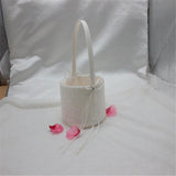 Romantic Crystal Bowknot Satin Lace Floral Wedding Ceremony Banquet Party Flower Girl Basket Bridesmaid Petals Basket - Aladdin Shoppers