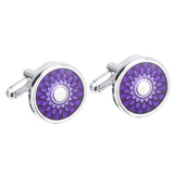Savannah Men's Business Round Purple Transparent Oil French Shirt Cufflink - Aladdin Shoppers