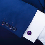 Savannah Men's Business Round Purple Transparent Oil French Shirt Cufflink - Aladdin Shoppers