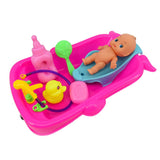 Set of Toddler Baby Adult Role Pretend Play Game Doll Bath in Bathtub Developmental Preschool Water Toy w/ Doll Gift Red - Aladdin Shoppers