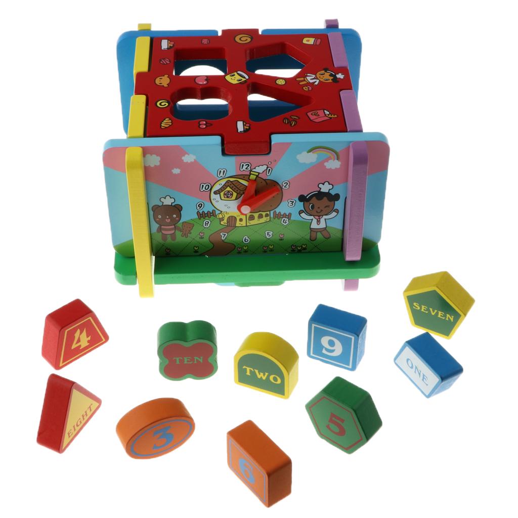 Shape Sorter Toy with 10 Holes Wooden Toys Geometric Puzzle Pieces Matching and Sorting for Toddlers - Learning and Educational Toys for - Aladdin Shoppers