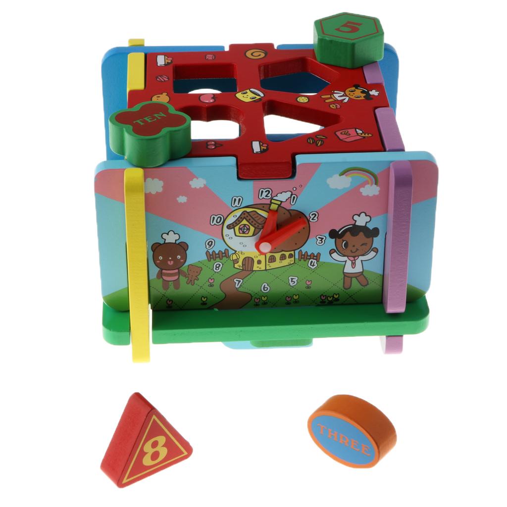 Shape Sorter Toy with 10 Holes Wooden Toys Geometric Puzzle Pieces Matching and Sorting for Toddlers - Learning and Educational Toys for - Aladdin Shoppers