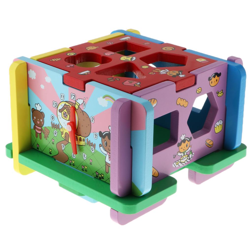 Shape Sorter Toy with 10 Holes Wooden Toys Geometric Puzzle Pieces Matching and Sorting for Toddlers - Learning and Educational Toys for - Aladdin Shoppers