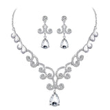 Stylish Diamante Crystal Teardrop Pendant Necklace And Earrings Jewelry Sets - Aladdin Shoppers