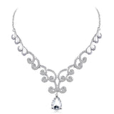 Stylish Diamante Crystal Teardrop Pendant Necklace And Earrings Jewelry Sets - Aladdin Shoppers