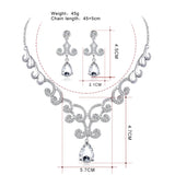 Stylish Diamante Crystal Teardrop Pendant Necklace And Earrings Jewelry Sets - Aladdin Shoppers