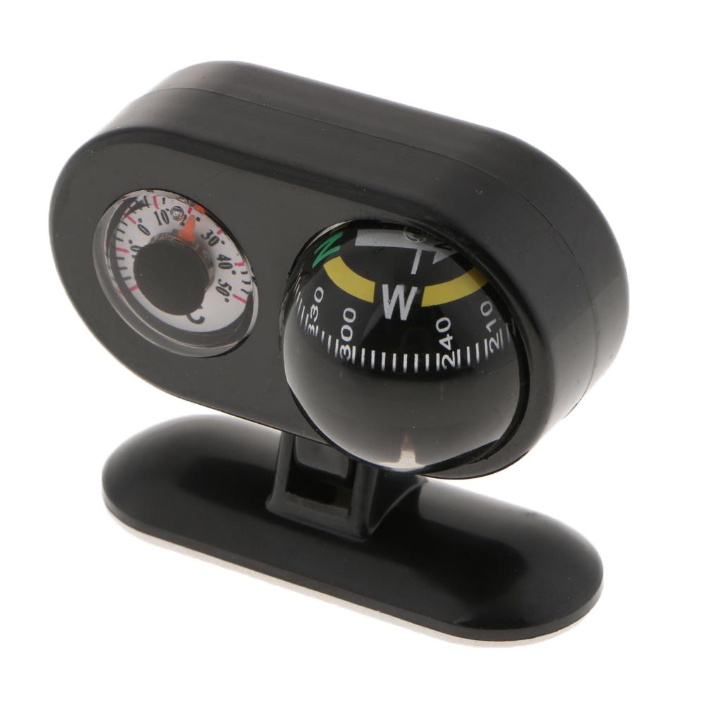 Two In One Car Compass With Thermometer For Car Interior Decoration Black - Aladdin Shoppers