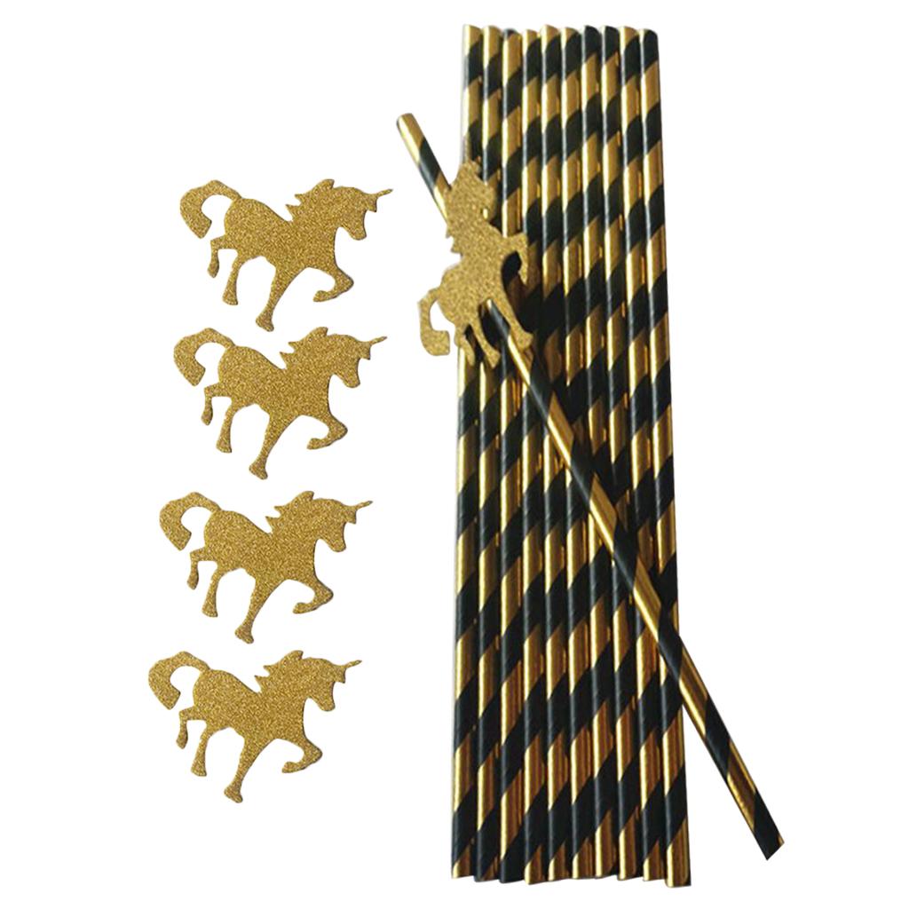 Unicorn Strip Paper Straws Unicorn Theme Party Straws for Baby Shower - Aladdin Shoppers