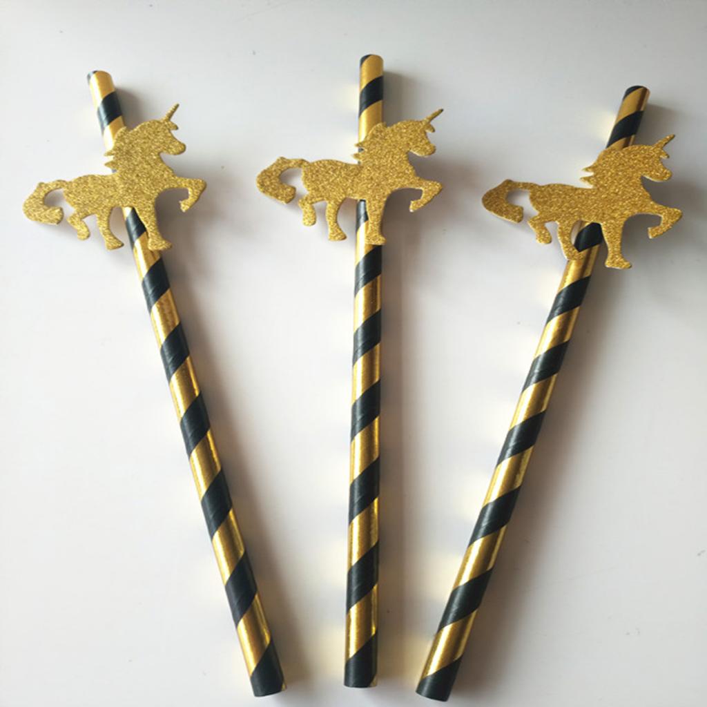 Unicorn Strip Paper Straws Unicorn Theme Party Straws for Baby Shower - Aladdin Shoppers
