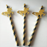 Unicorn Strip Paper Straws Unicorn Theme Party Straws for Baby Shower - Aladdin Shoppers