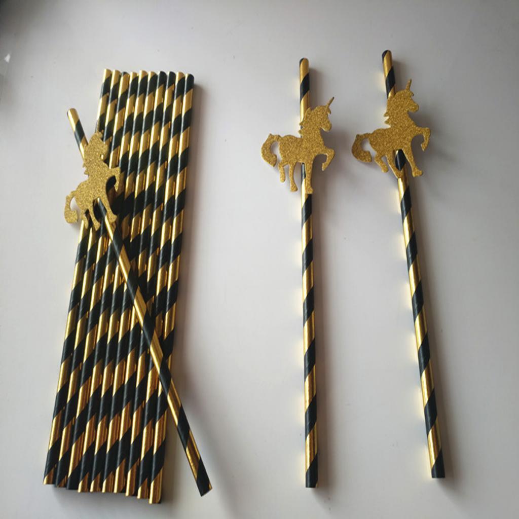 Unicorn Strip Paper Straws Unicorn Theme Party Straws for Baby Shower - Aladdin Shoppers