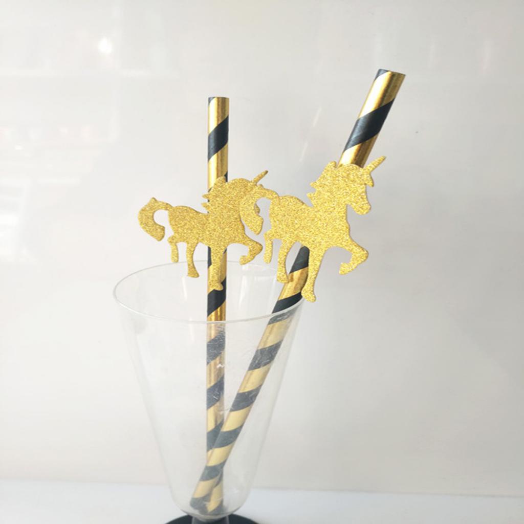 Unicorn Strip Paper Straws Unicorn Theme Party Straws for Baby Shower - Aladdin Shoppers