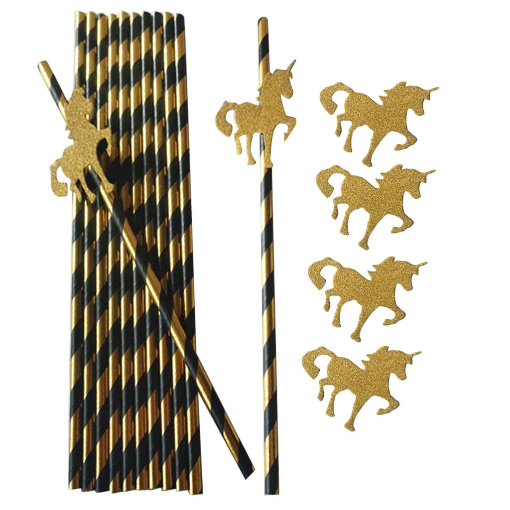 Unicorn Strip Paper Straws Unicorn Theme Party Straws for Baby Shower - Aladdin Shoppers