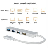 USB C Hub 4-in-1 Type C Hub, USB-C to 4k HDMI & 3 USB 3.0 Ports Adapter Converter - Aladdin Shoppers
