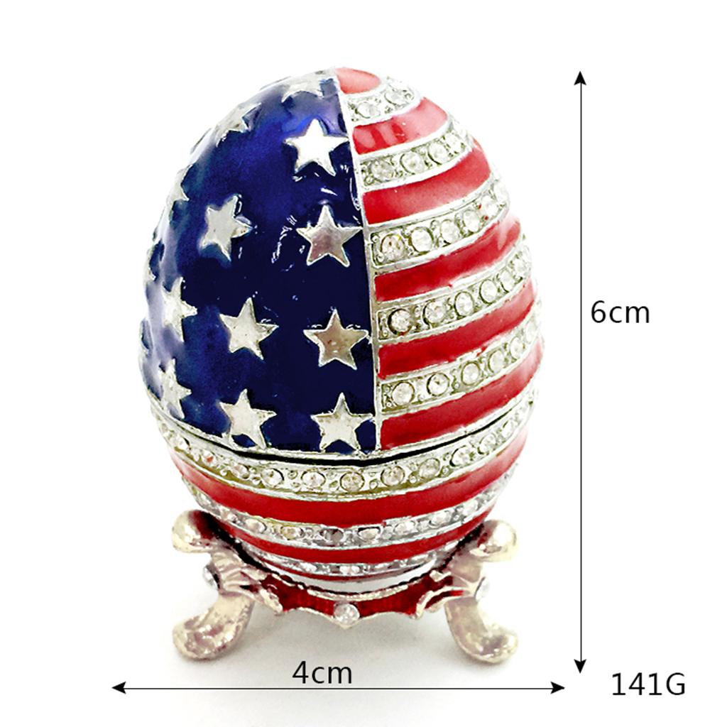 Vintage Rhinestones Stars And Stripes Egg Shaped Enamel Trinket Jewelry Box Ring Holder - Aladdin Shoppers
