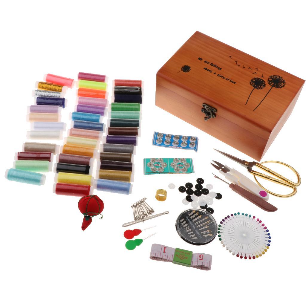 Vintage Sewing Kit with Wooden Box Sewing Accessories Supplies for Beginners - Aladdin Shoppers